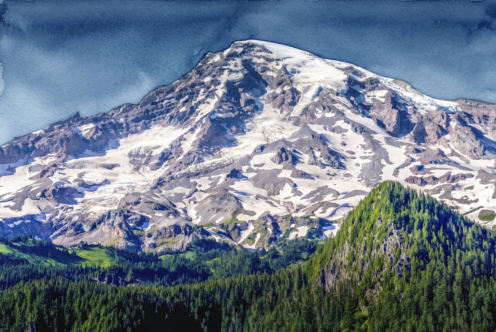 Mt Rainier Washington, Watercolor