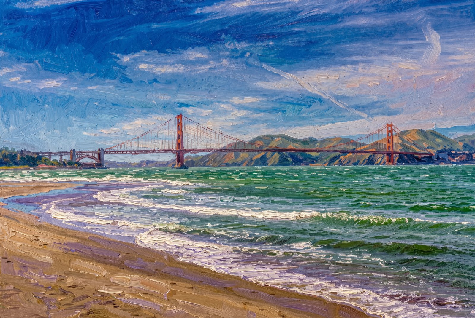 The Golden Gate Bridge San Francisco, Impressionist