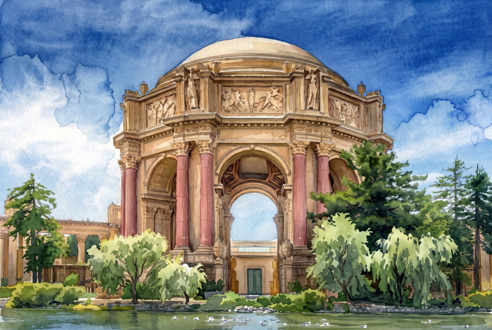 The Palace Of Fine Arts San Francisco, Watercolor