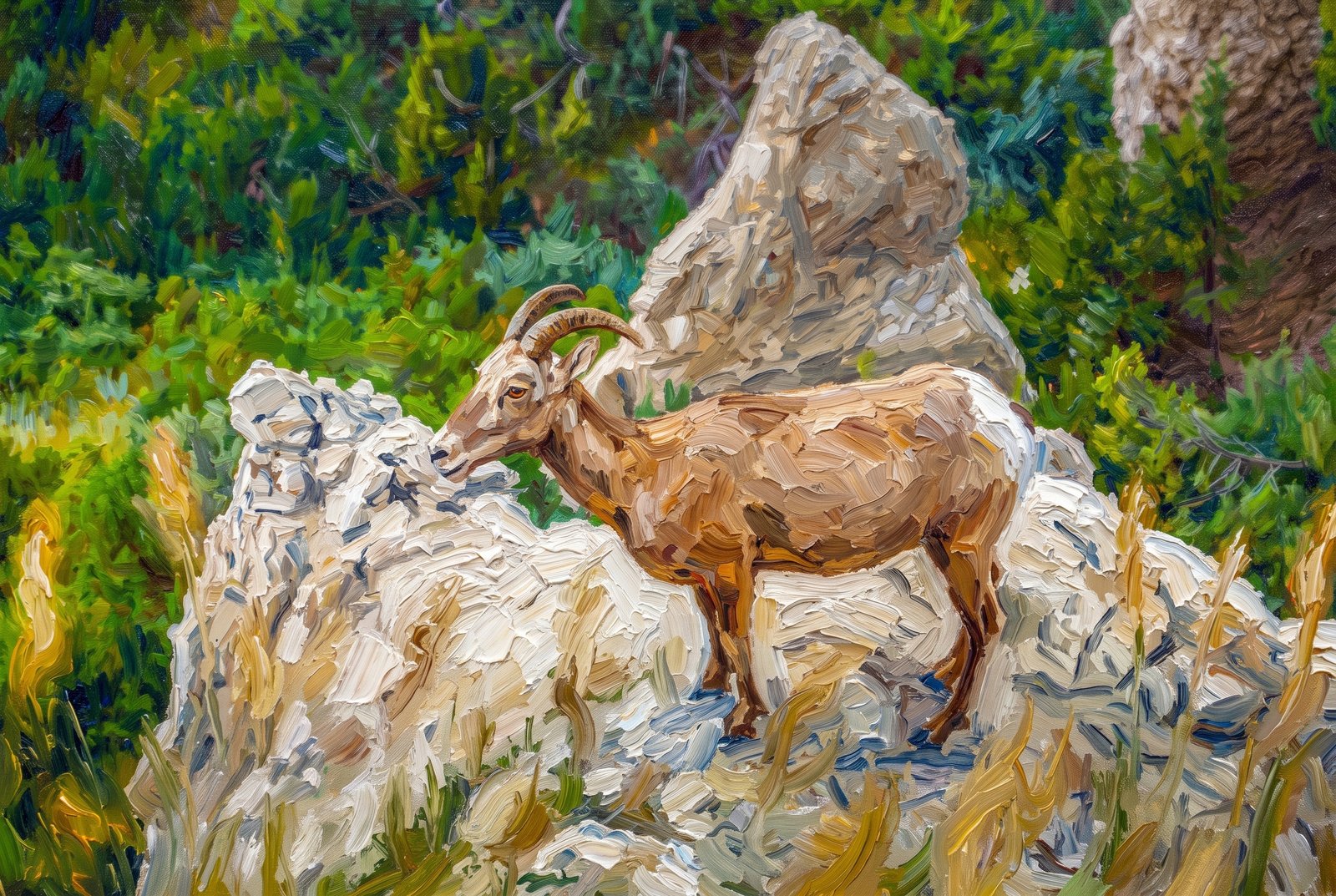 Badlands Bighorn Sheep Ridge, Impressionist
