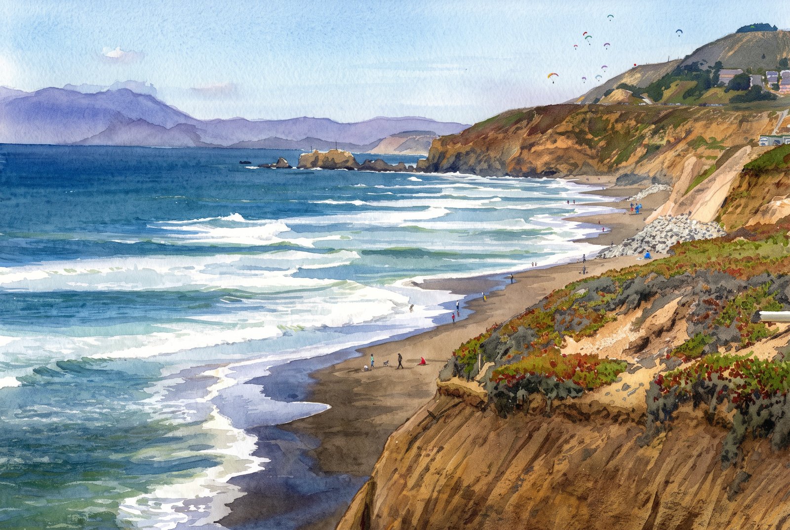 Pacificia California Coast, Watercolor