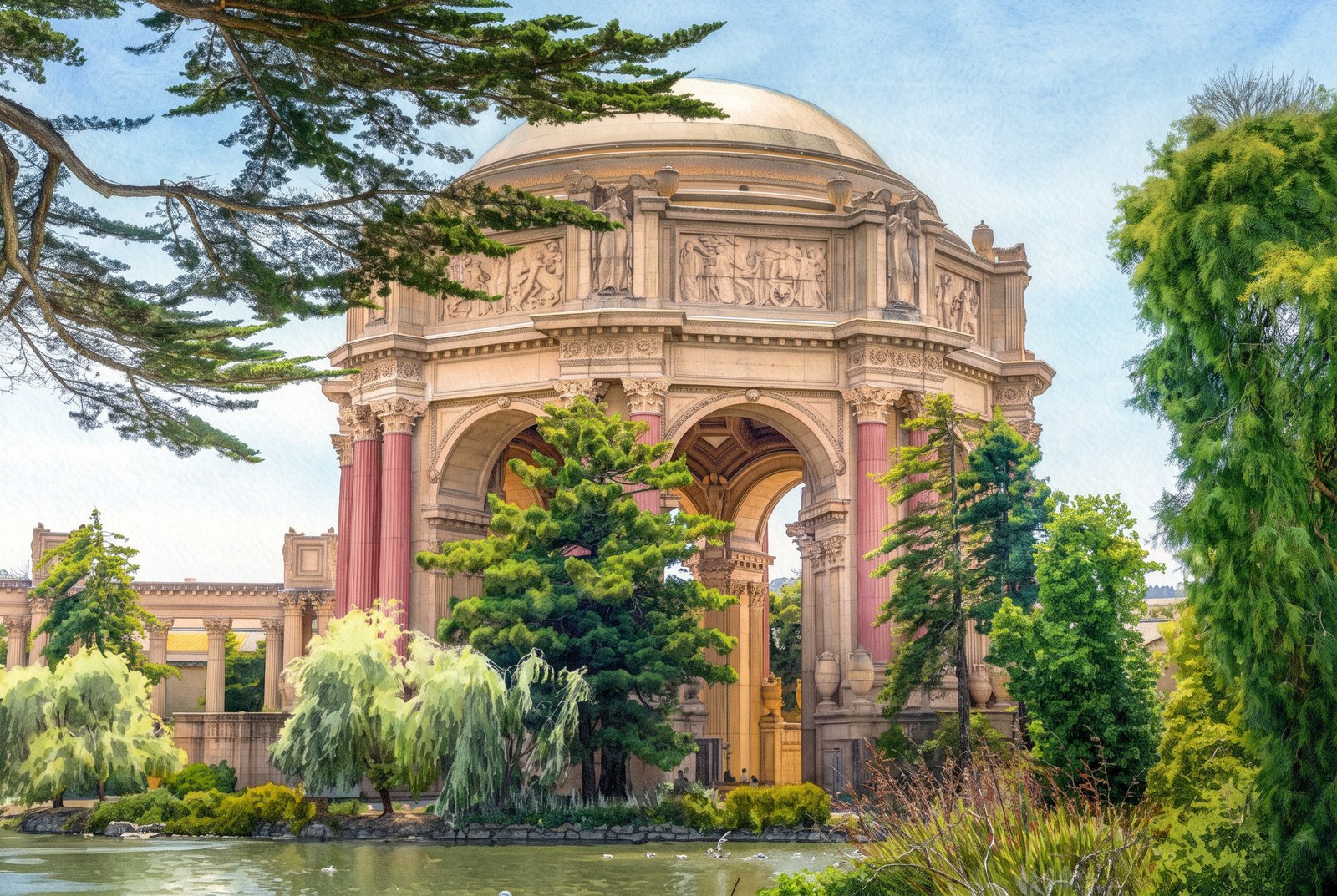 The Palace Of Fine Arts San Francisco, Watercolor