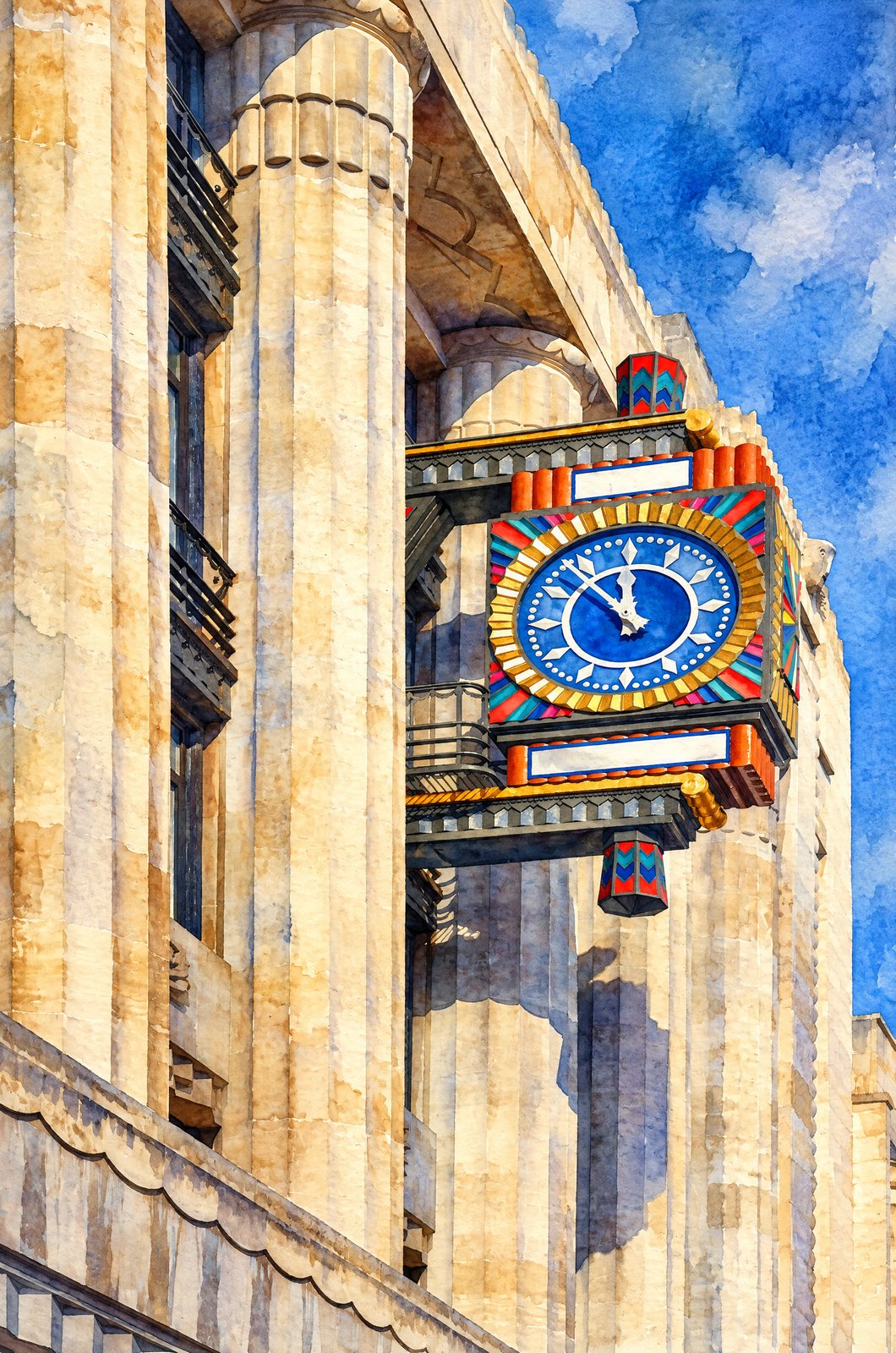Time At The Telegraph Building, Watercolor