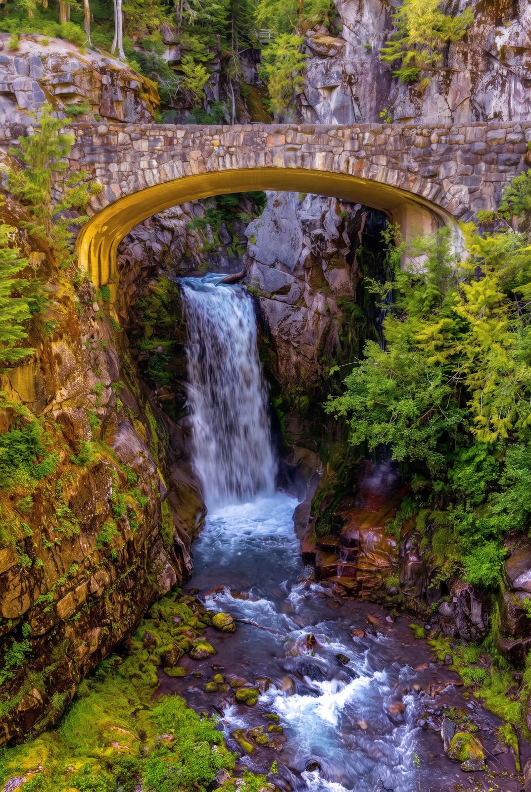 Mt Rainier Washington Falls, Painterly