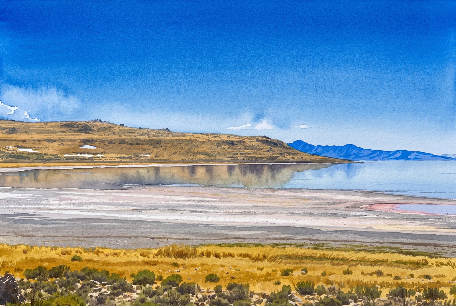 Farmington Bay Utah, Watercolor