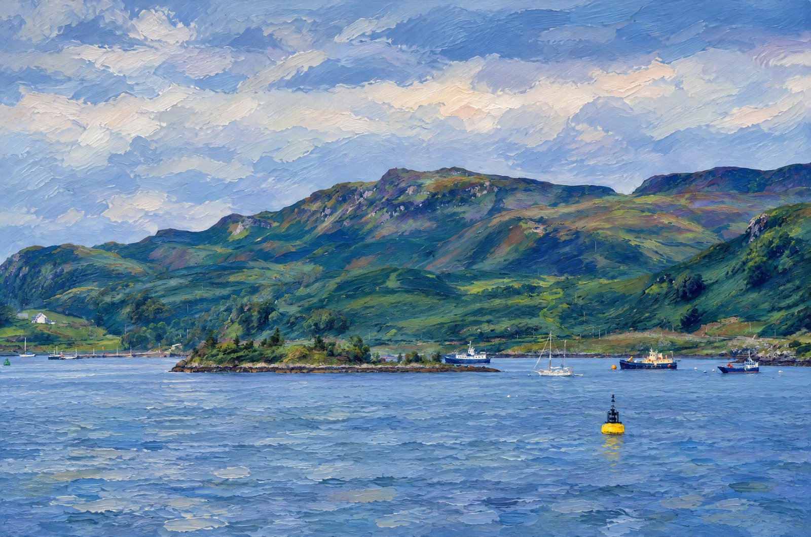 Maiden Island On Oban Bay In Scotland, Painterly
