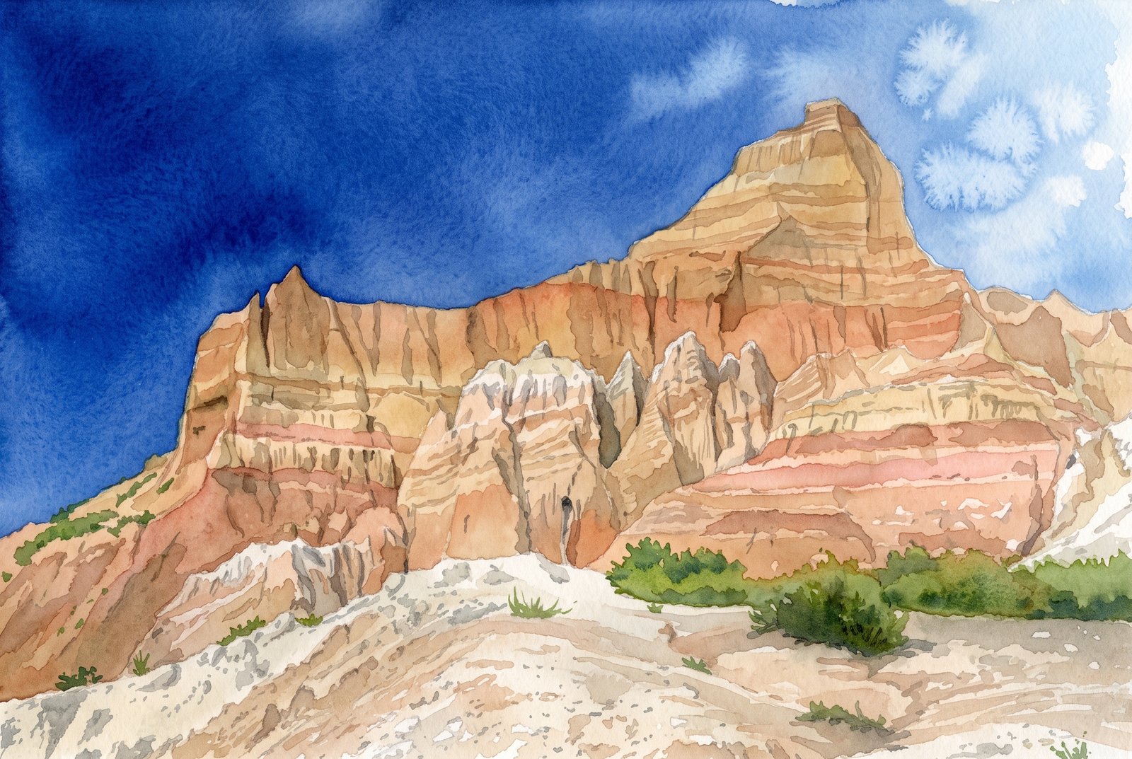 Badlands Twin Peaks, Watercolor