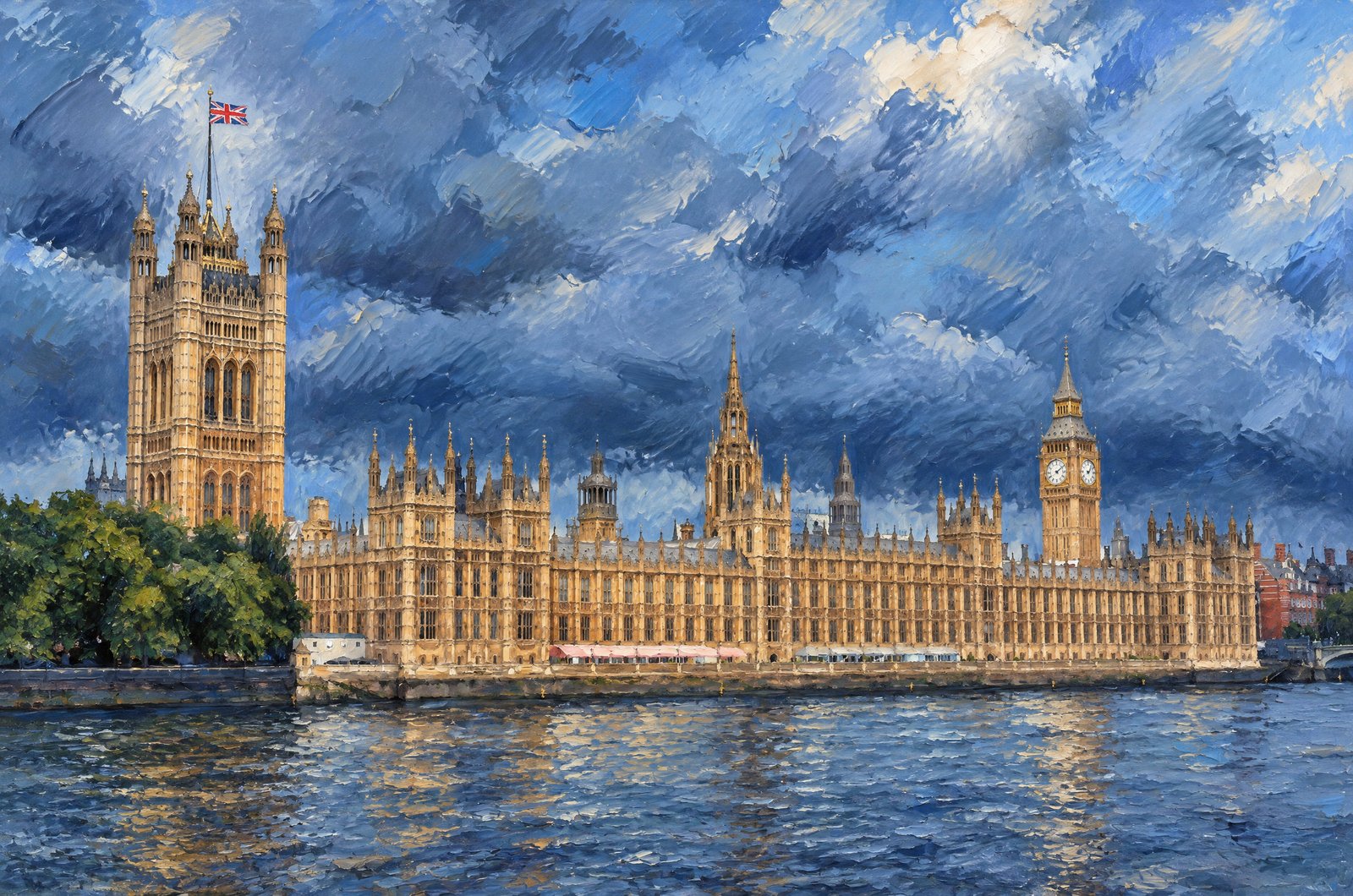 Palace Of Westminster In London, Painterly