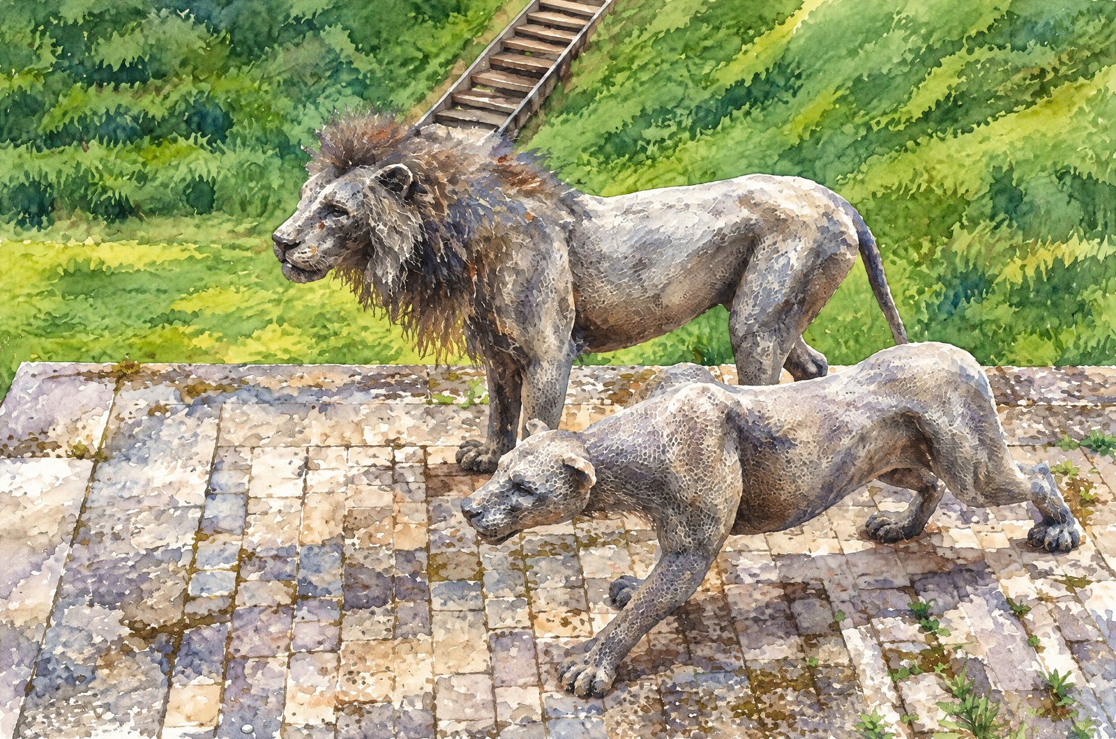 Prowlers At The Tower Of London, Watercolor
