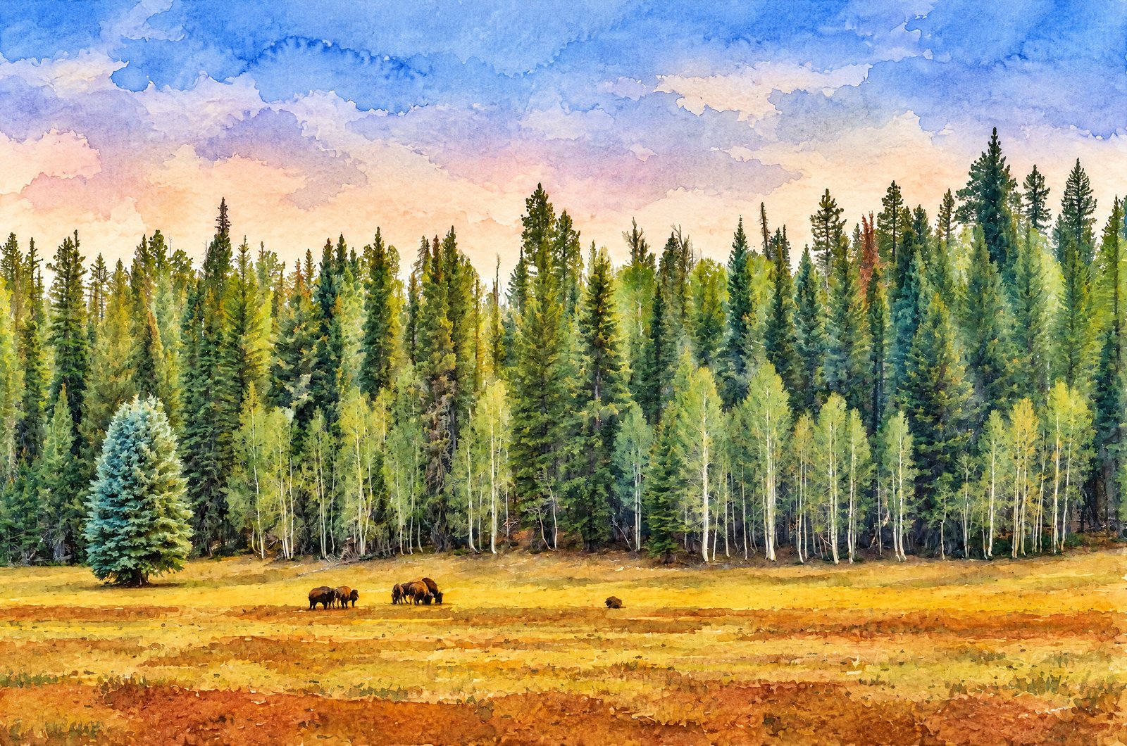 1290B Grand Canyon North Rim, Watercolor