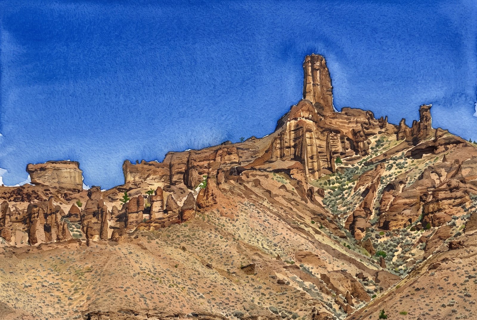 Yellowstone Peaks, Watercolor