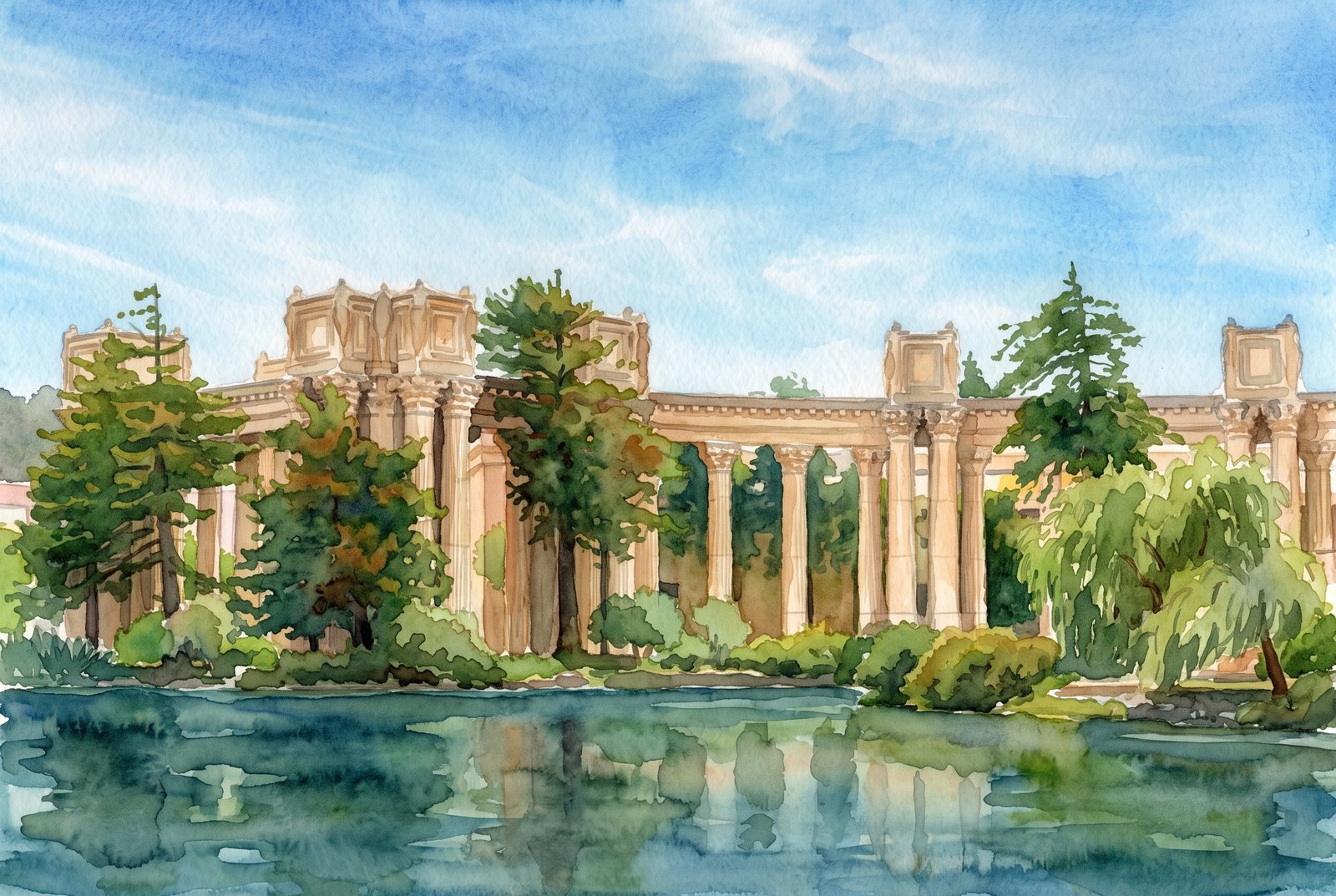 The Palace Of Fine Arts San Francisco, Watercolor