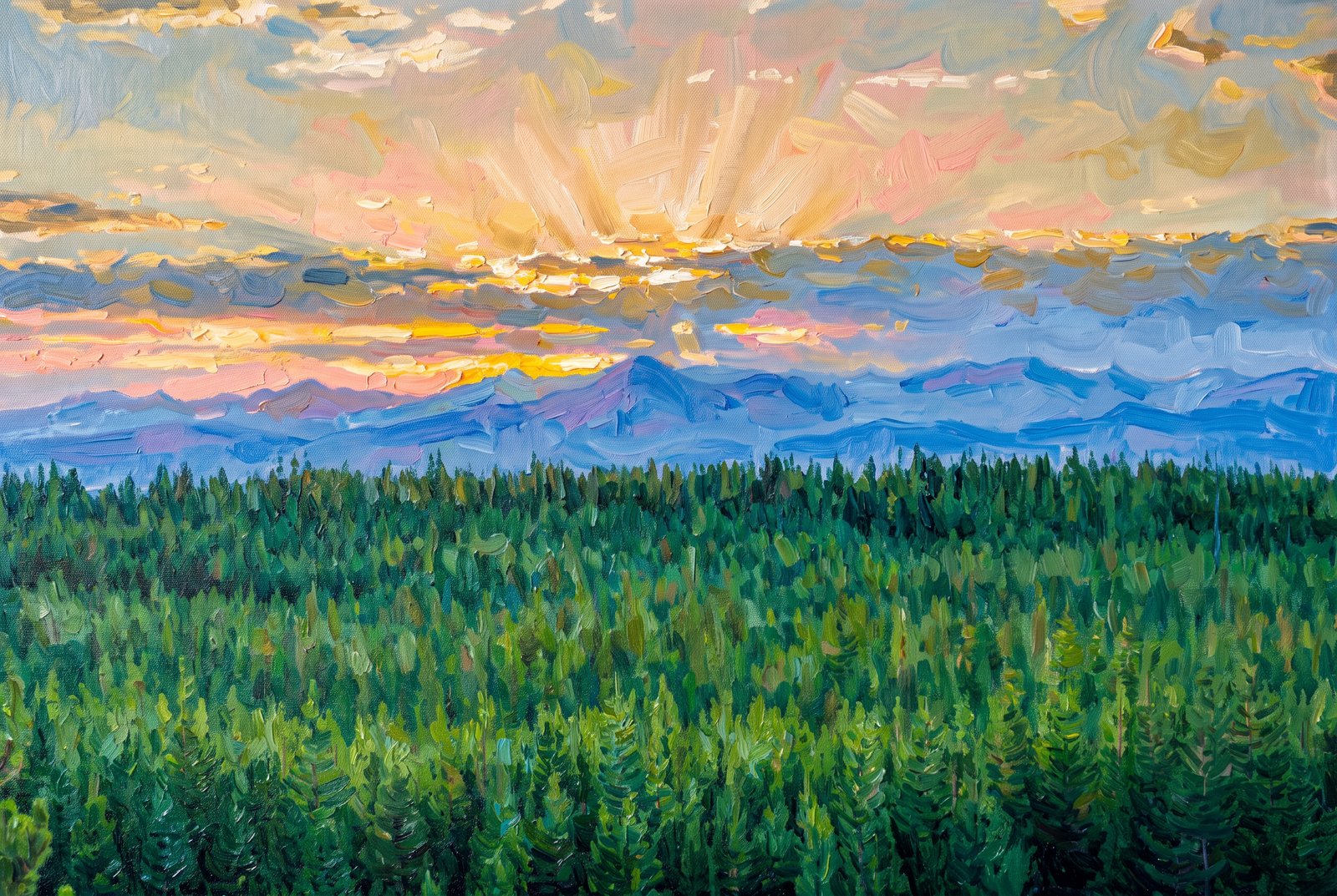 Yellowstone Sunset, Impressionist