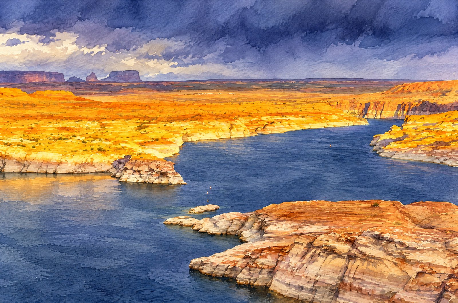 Wahweap Overlook Near Page, Arizona, Watercolor