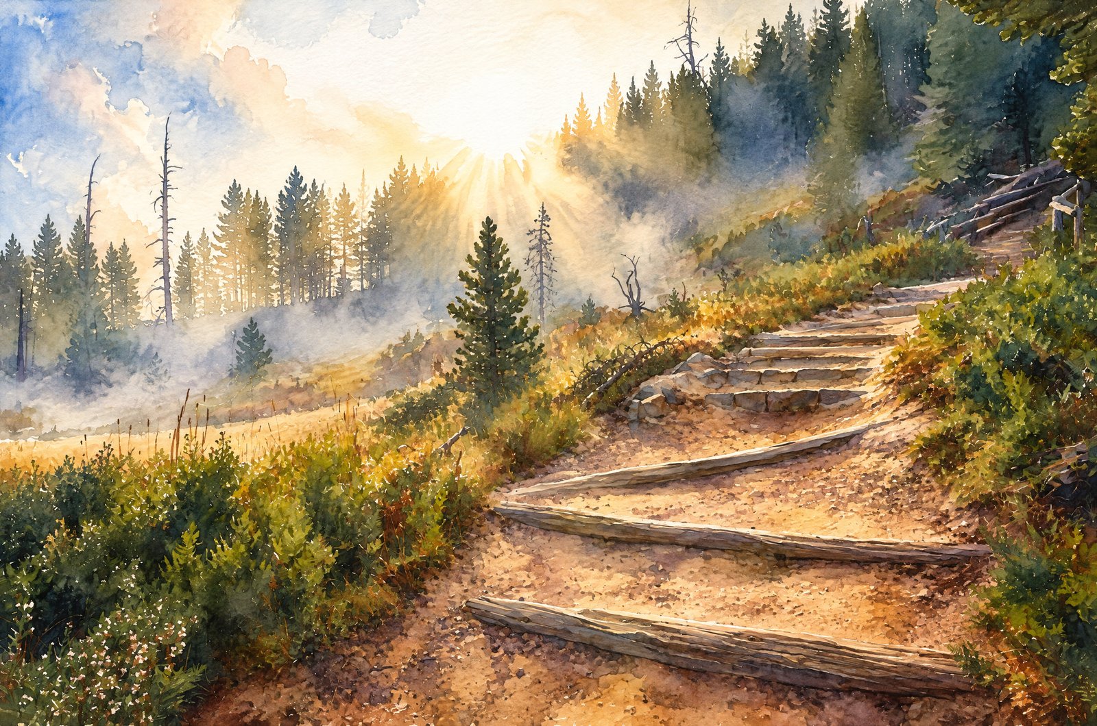 Yellowstone National Park, Wyoming, Watercolor