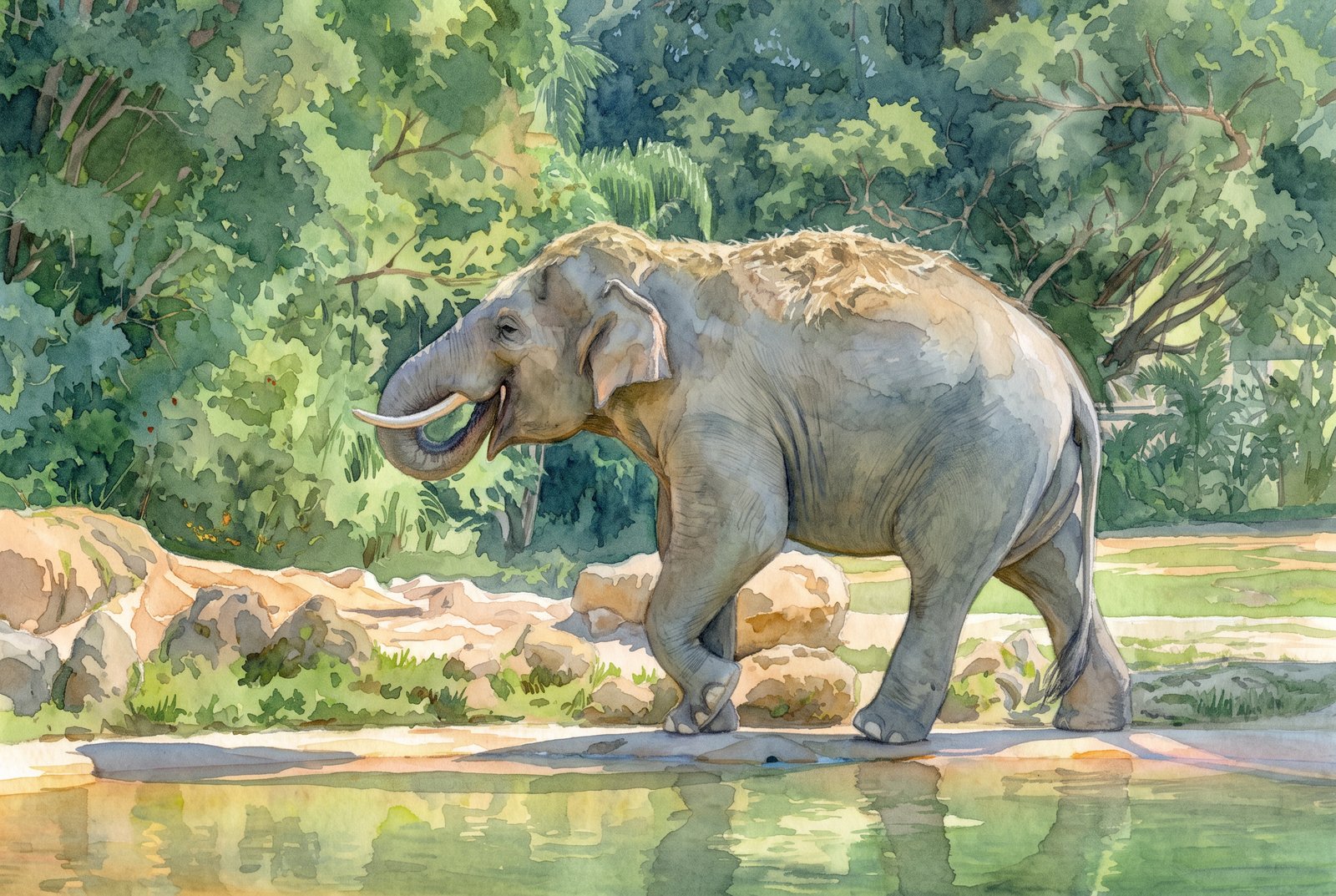 Asian Elephant, Watercolor