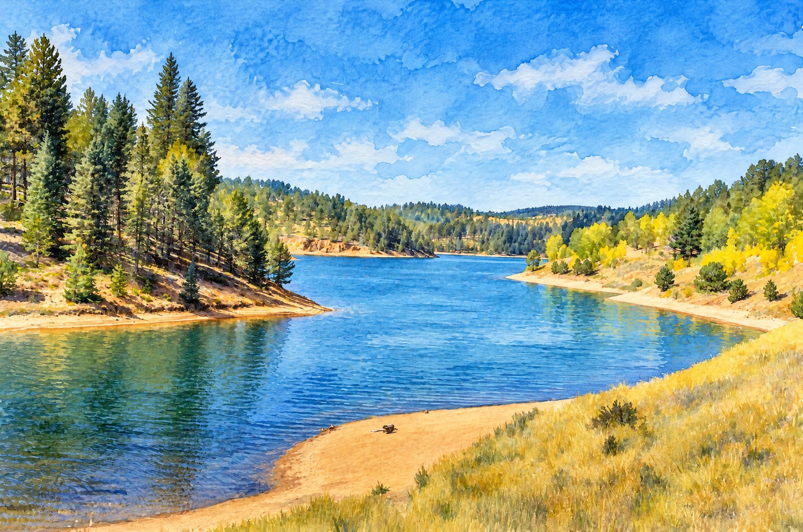 Crystal Creek Reservoir, Watercolor