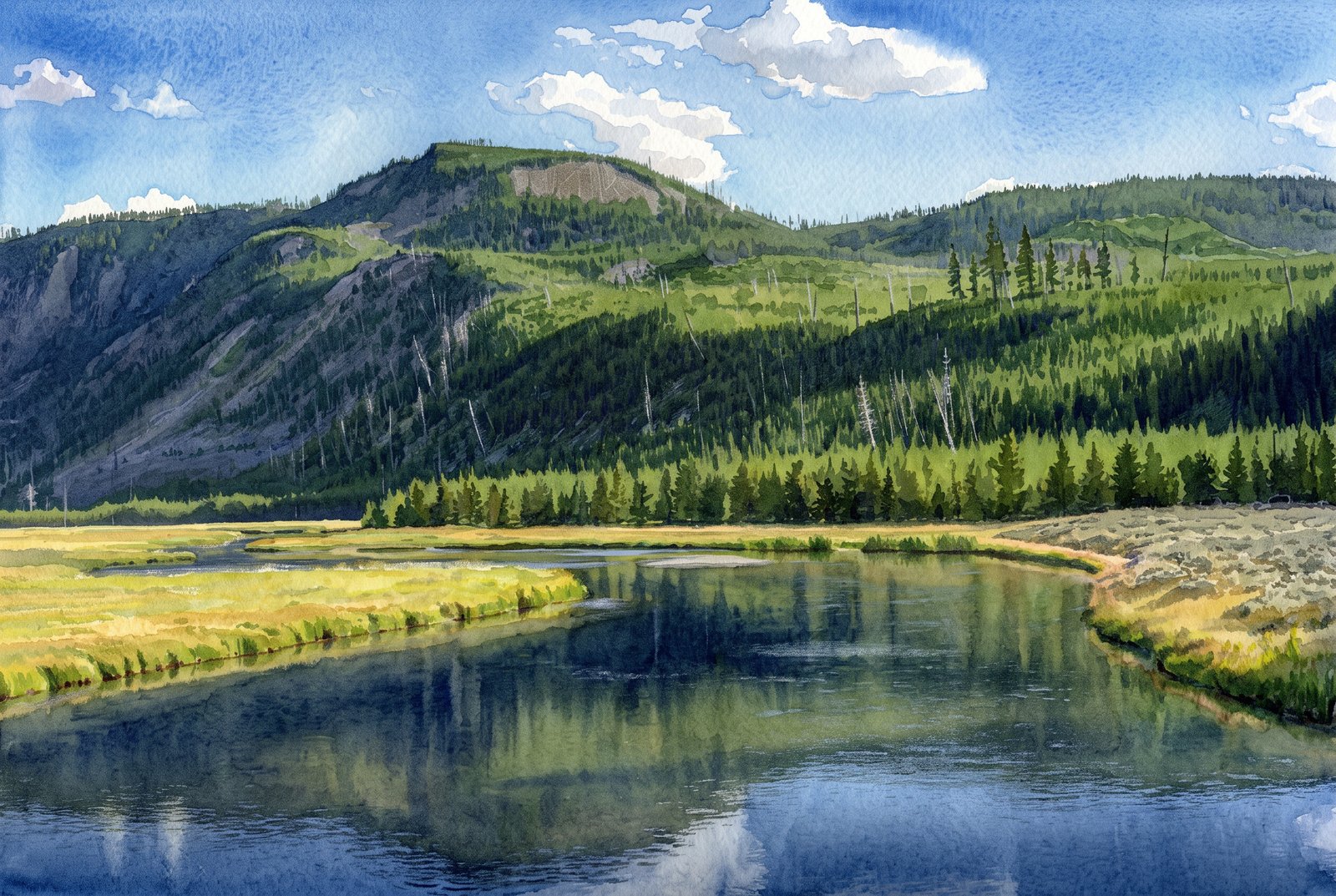 Yellowstone River Range, Watercolor