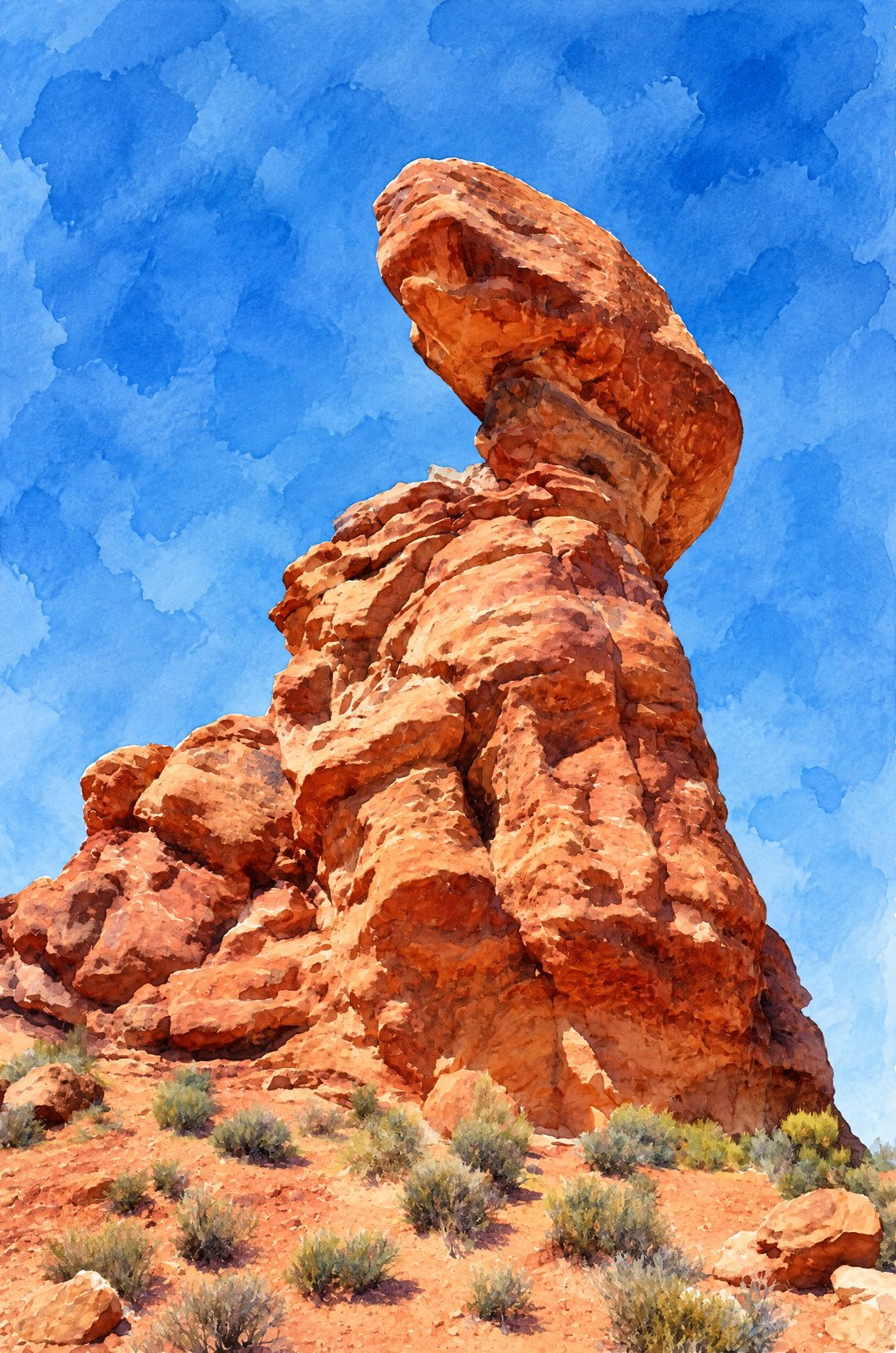 Red Rock High Desert Of Southeastern Utah, Watercolor