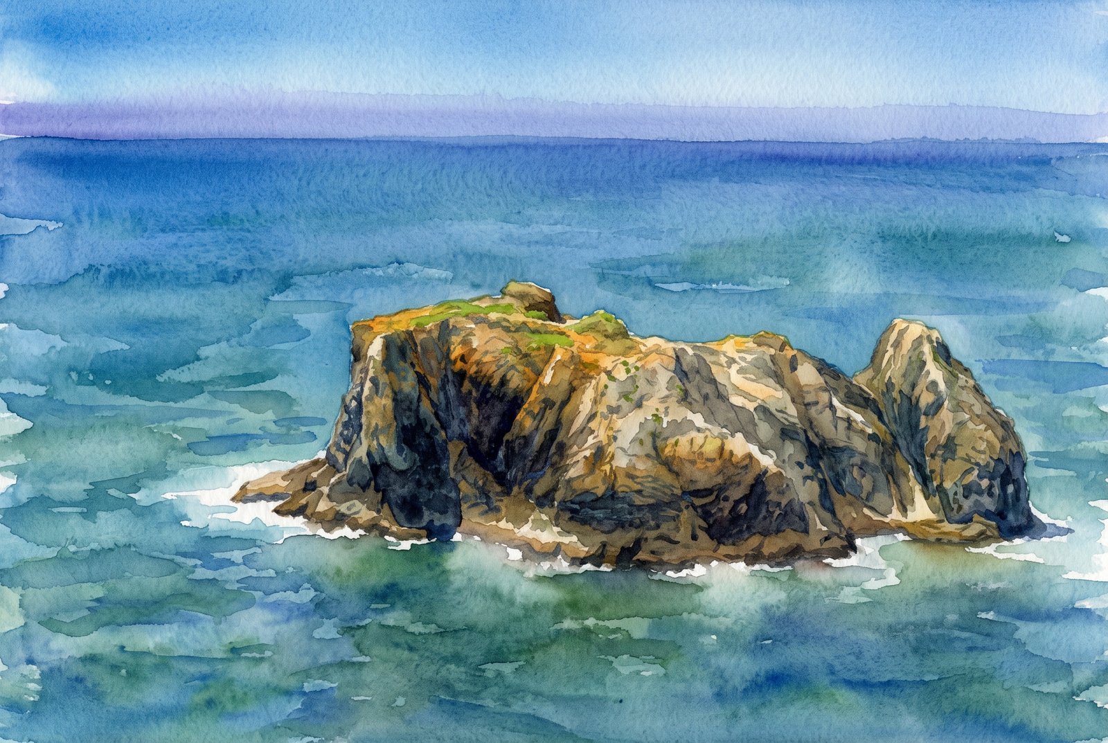 Frog Rock Oregon Coast, Watercolor