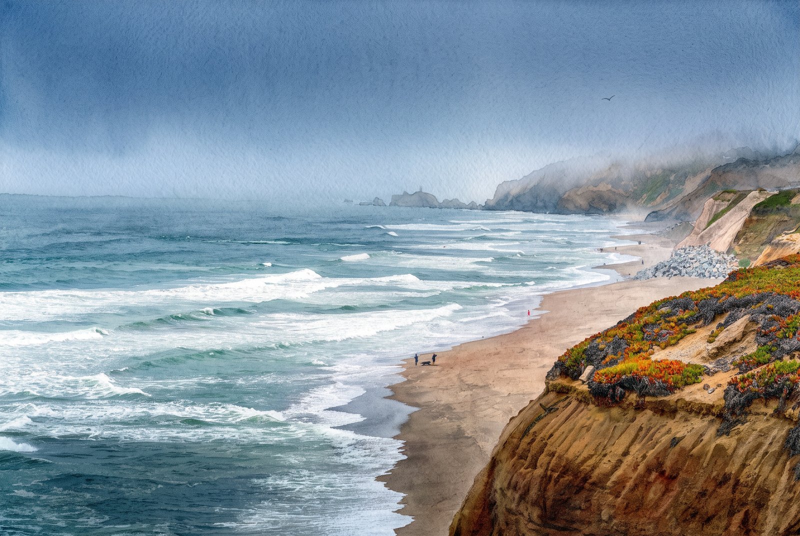 Pacific Ocean California, Watercolor