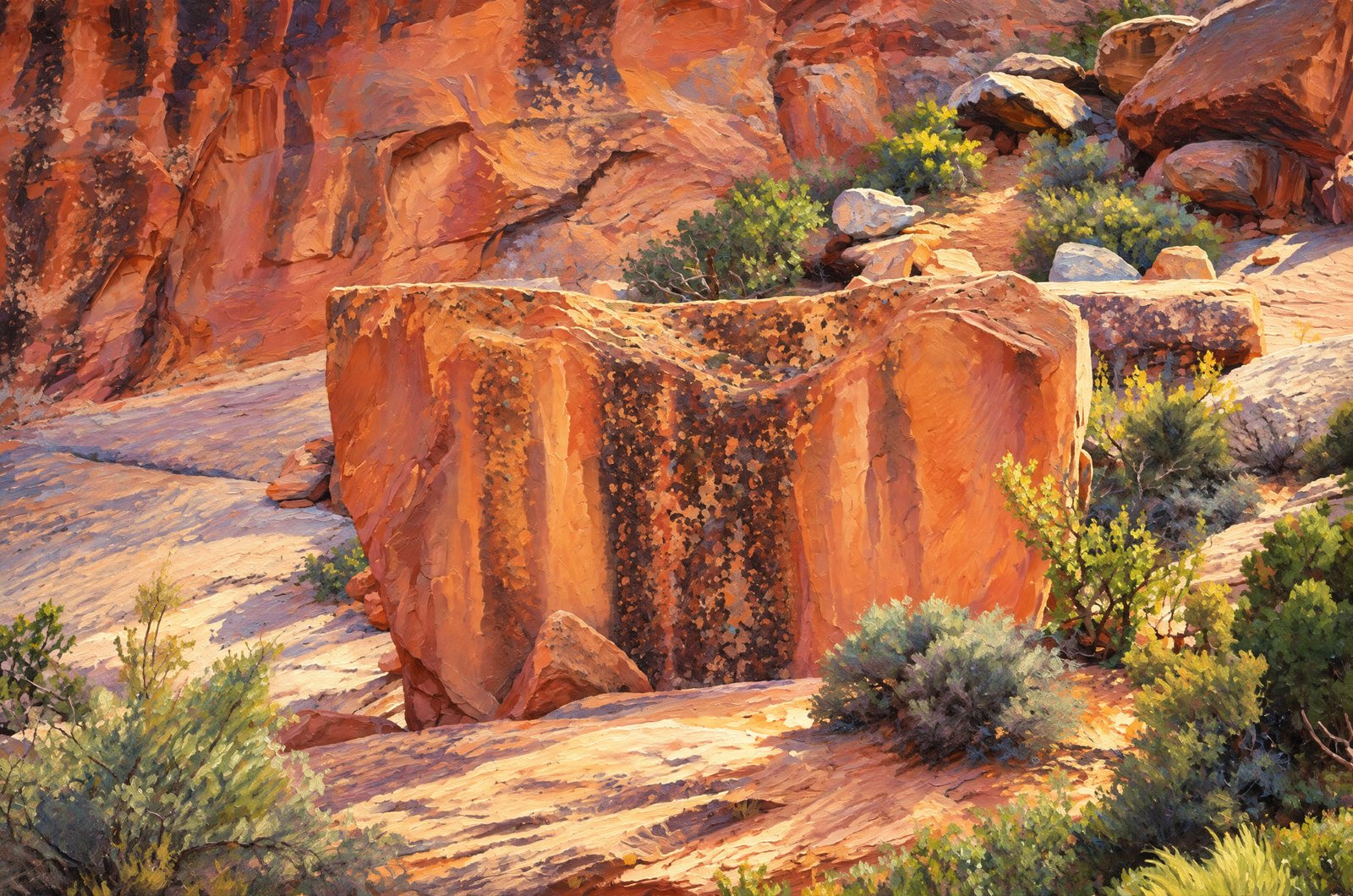 Slickrock Trail In Arches National Park, Painterly