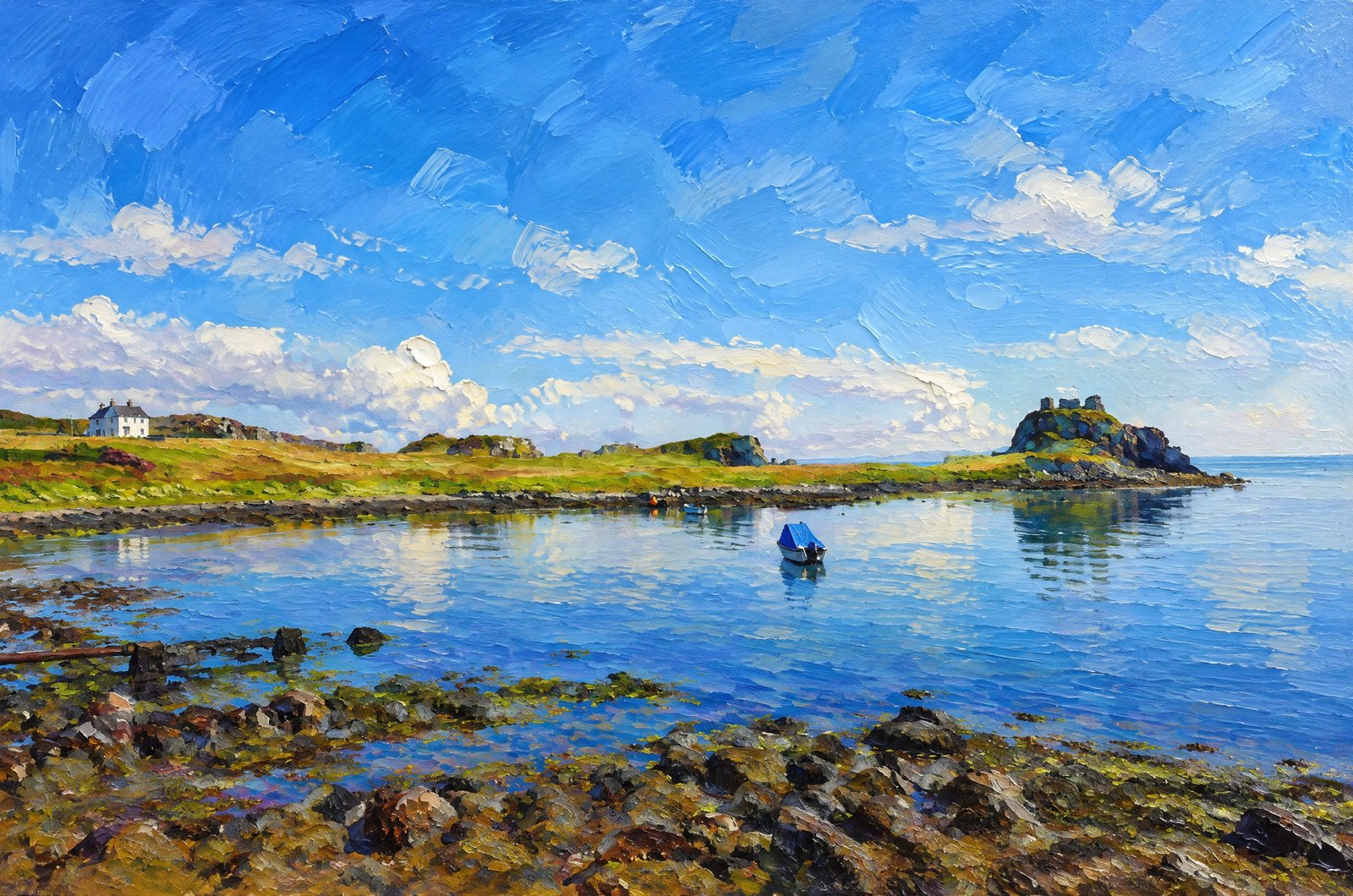 Lagavulin Bay On The Isle Of Islay In Argyll, Scotland, Painterly