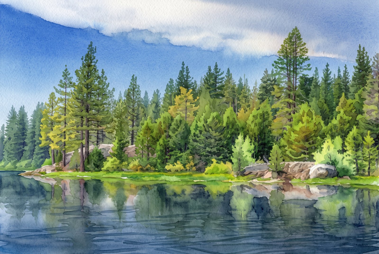 Snowflower Lake, Watercolor