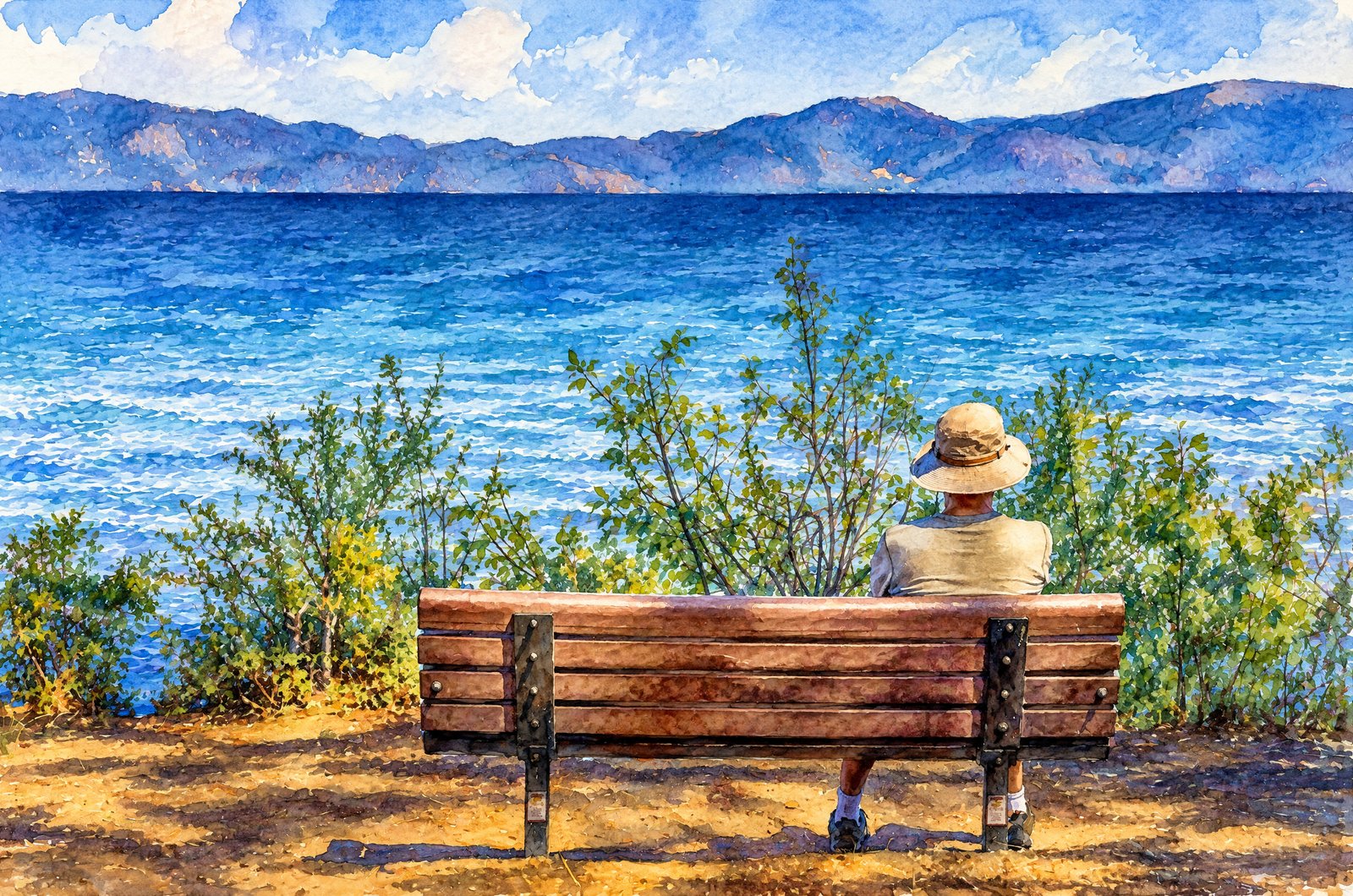 Lazy Day In Lake Tahoe, Watercolor
