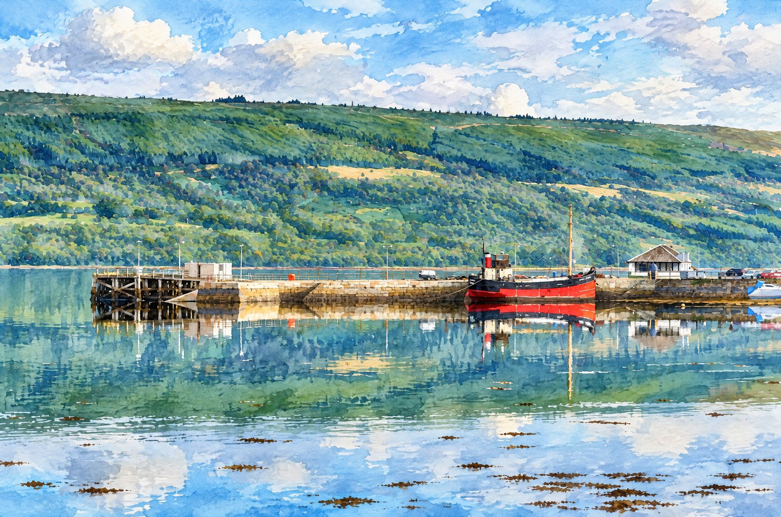 Inveraray's Old Stone Pier, Watercolor