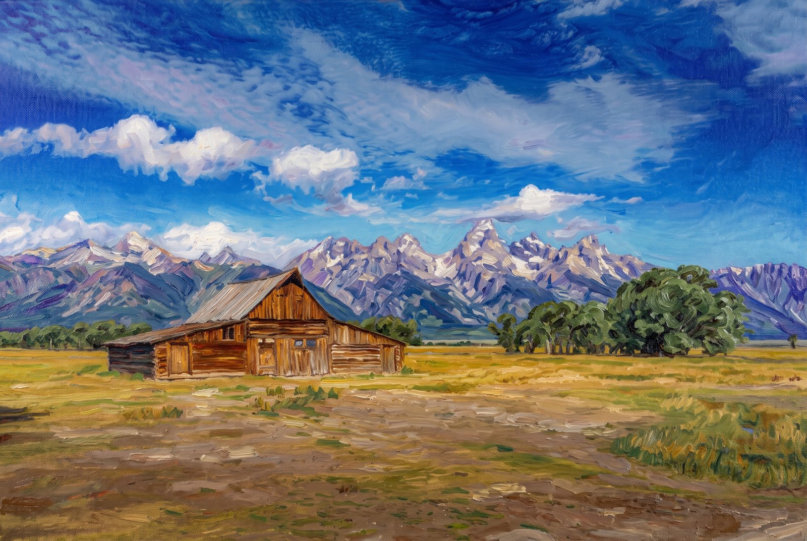 T.A. Moulton Barn, Mormon Row Within Grand Teton National Park In Wyoming, Impressionist