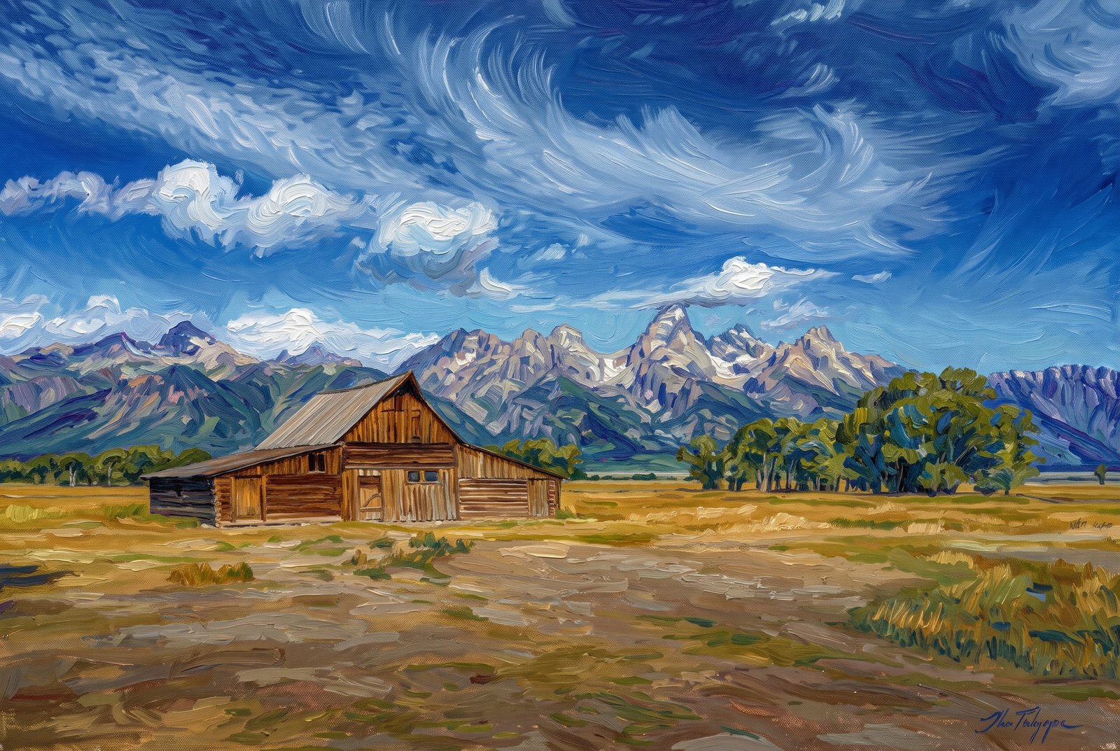 T.A. Moulton Barn, Mormon Row Within Grand Teton National Park In Wyoming, Painterly
