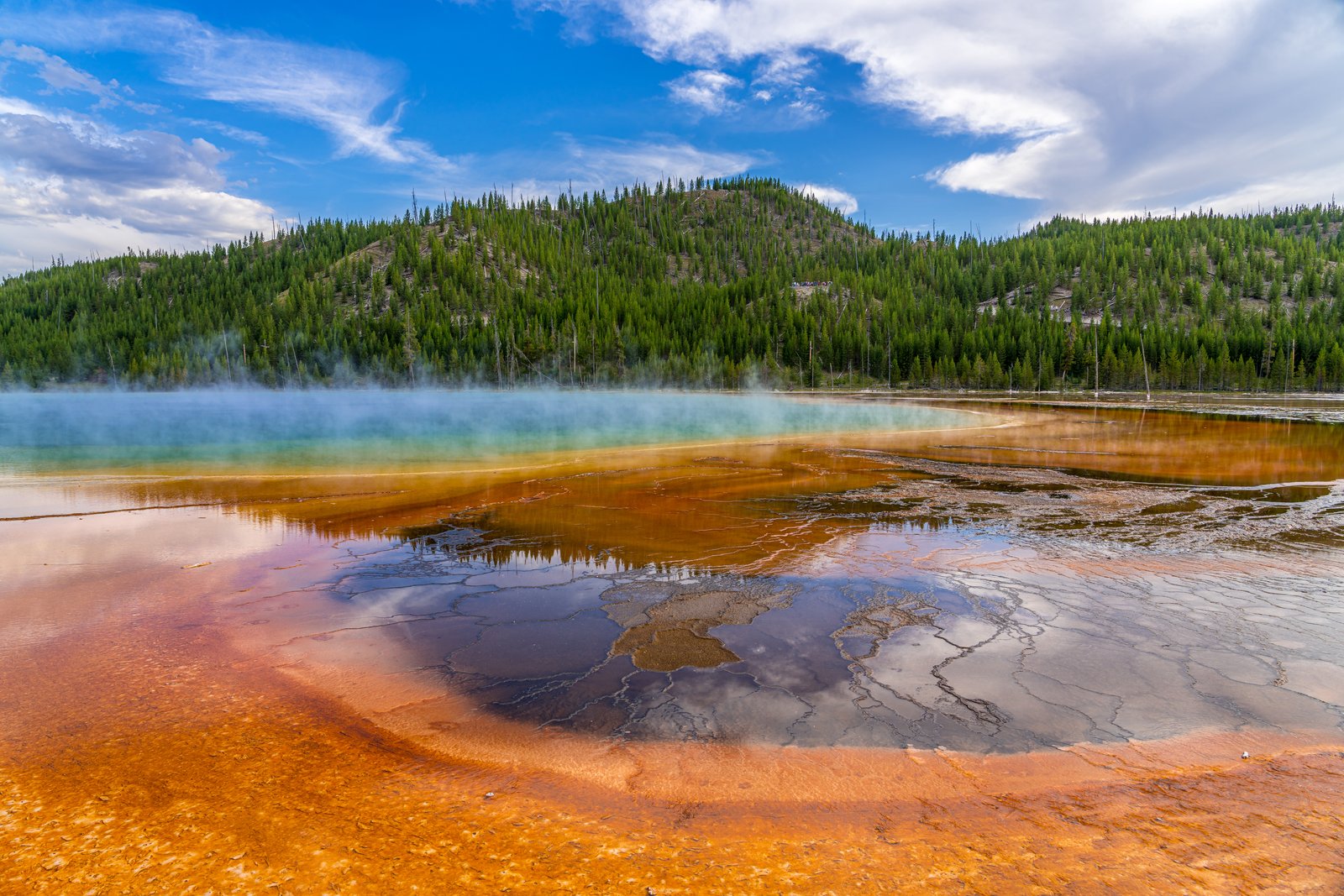 Grand Prismatic Spring, Midway Geyser Basin of Yellowstone National Park in Wyoming