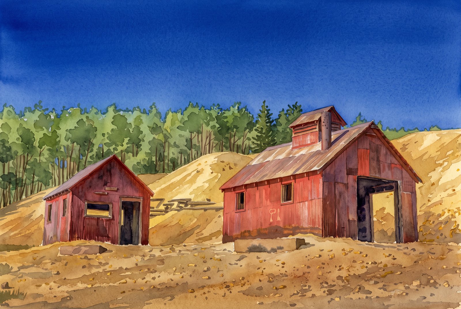 Cripple Creek Gold Mine Country, Watercolor