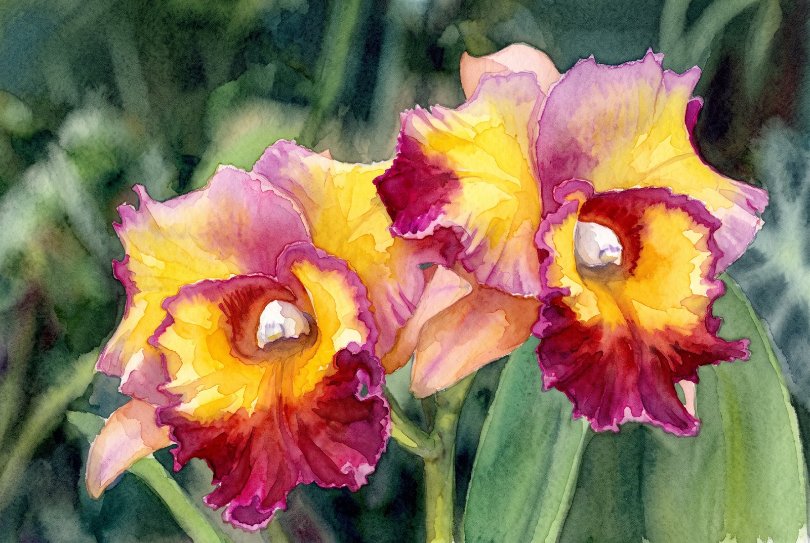Fire Orchid, Watercolor