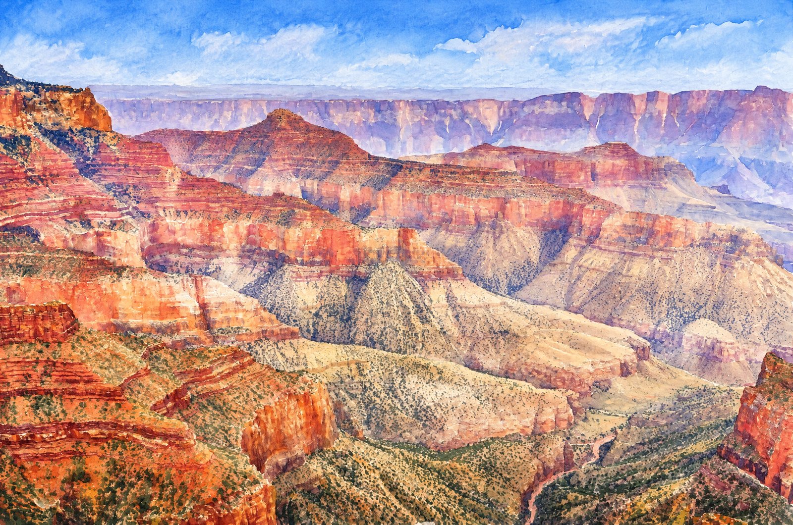 1301 Grand Canyon North Rim, Watercolor