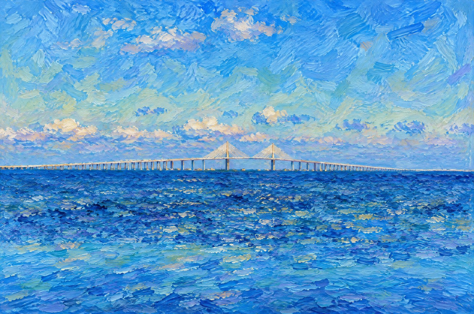 1348 Sunshine Skyway Bridge Tampa Bay, Impressionist