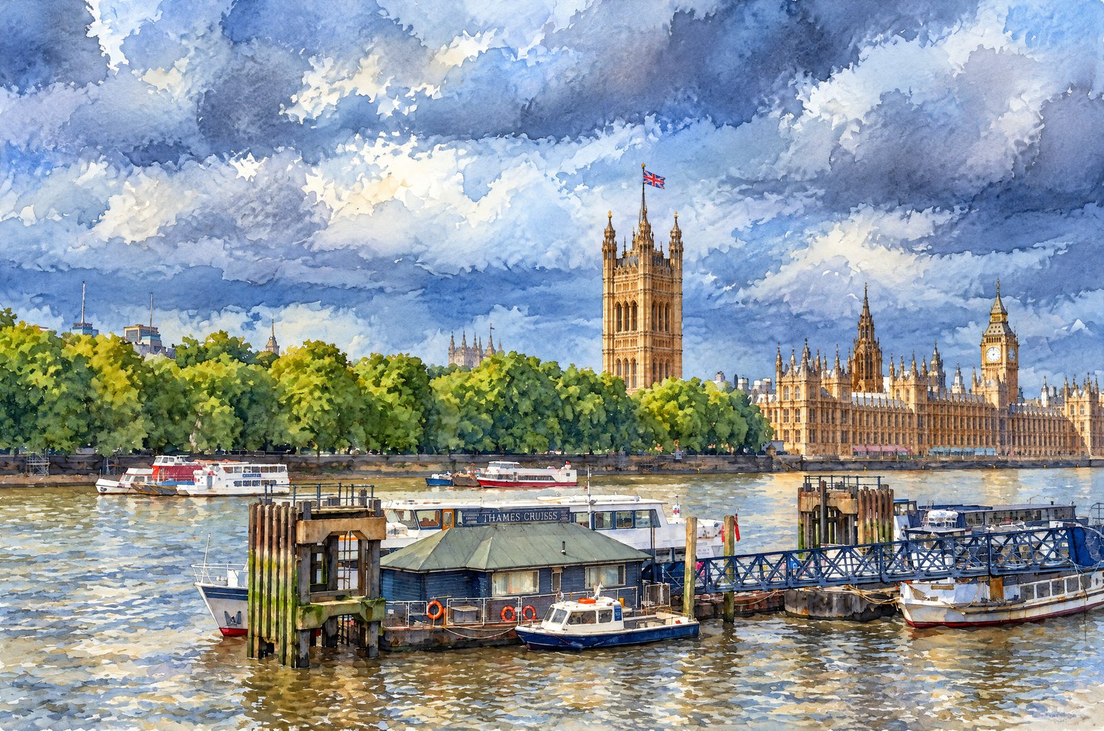 The River Thames, Watercolor