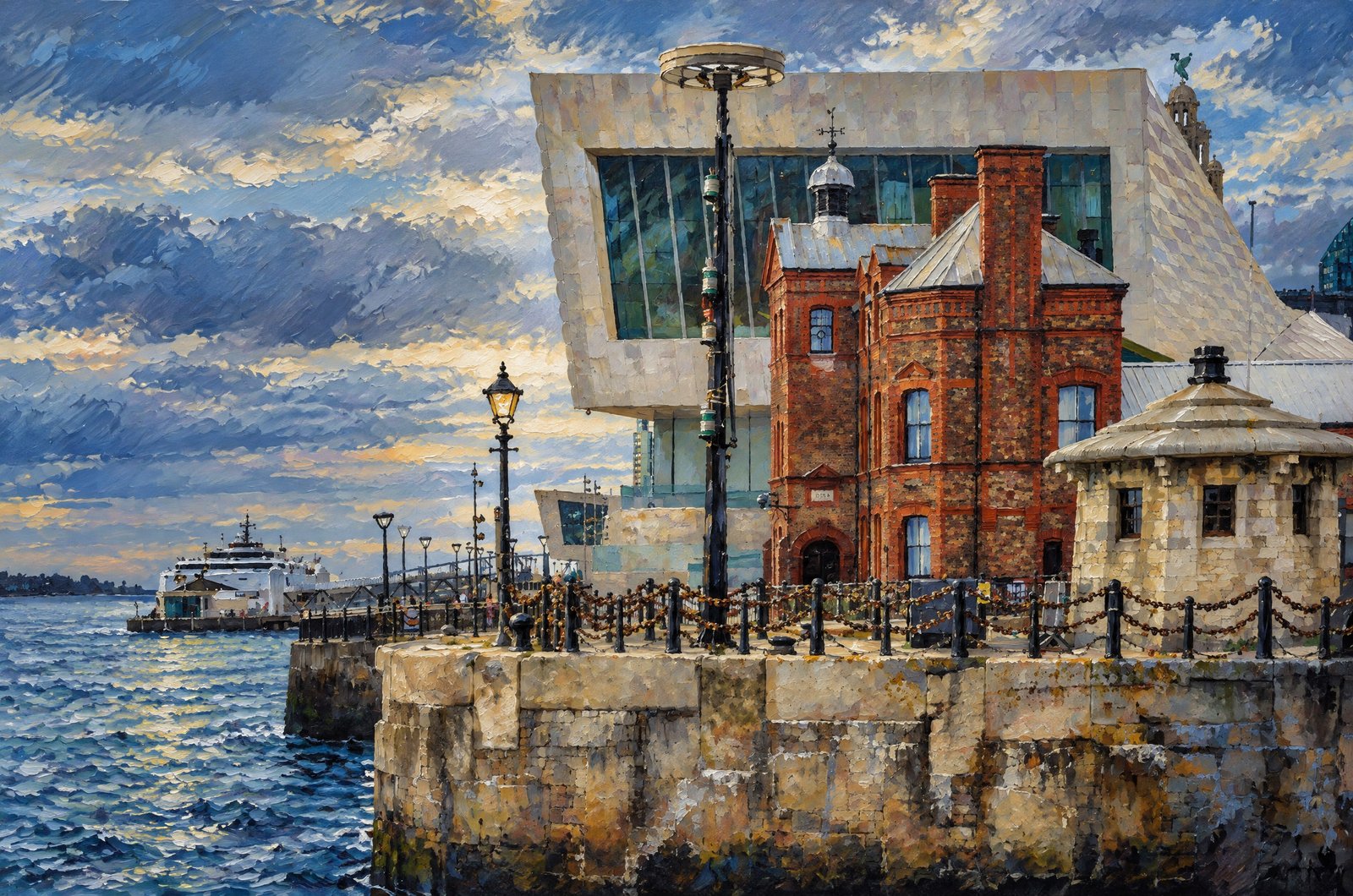 The Liverpool Pier On River Mersey, Painterly