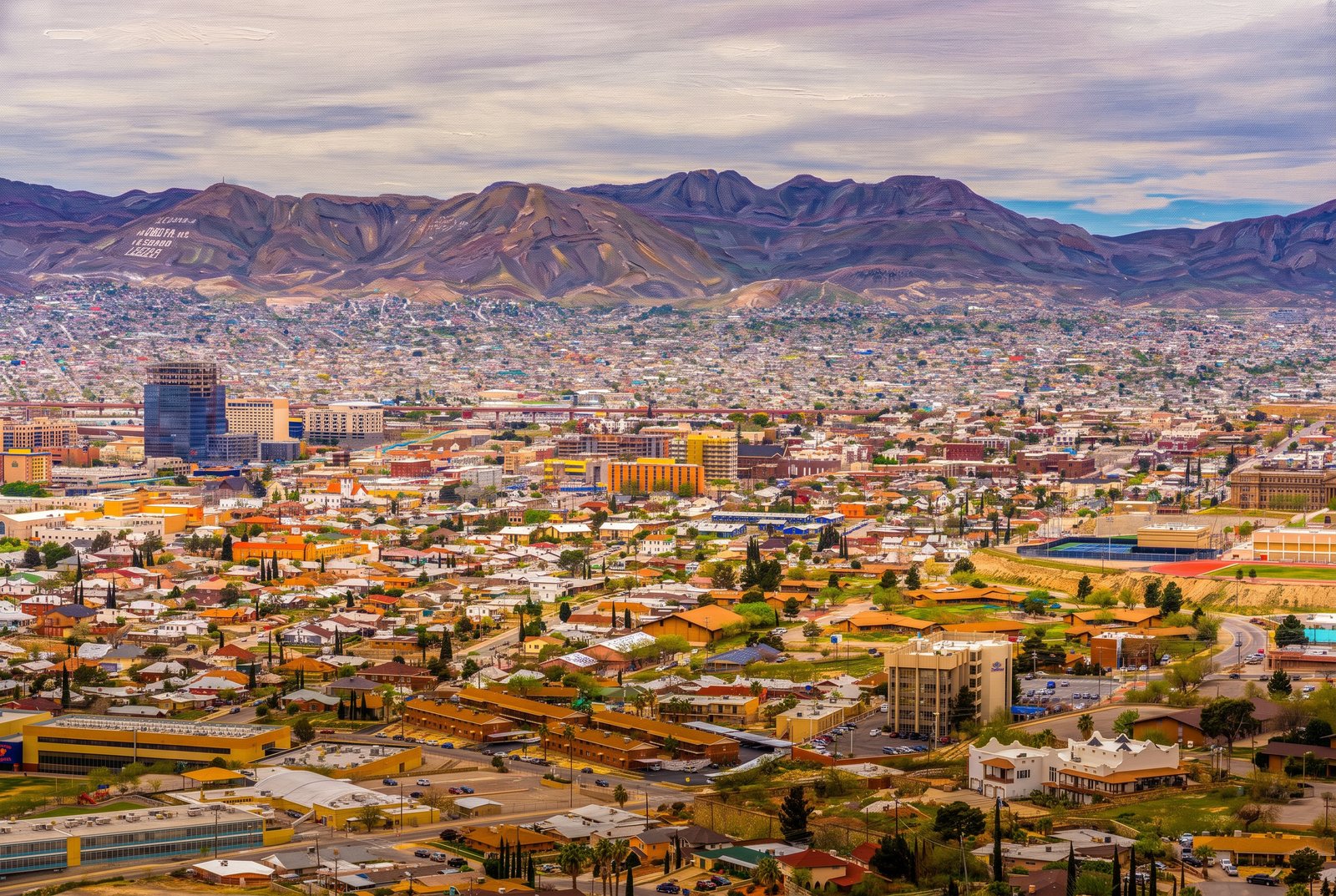 El Paso Texas - Cojuarez Mexico, Painterly
