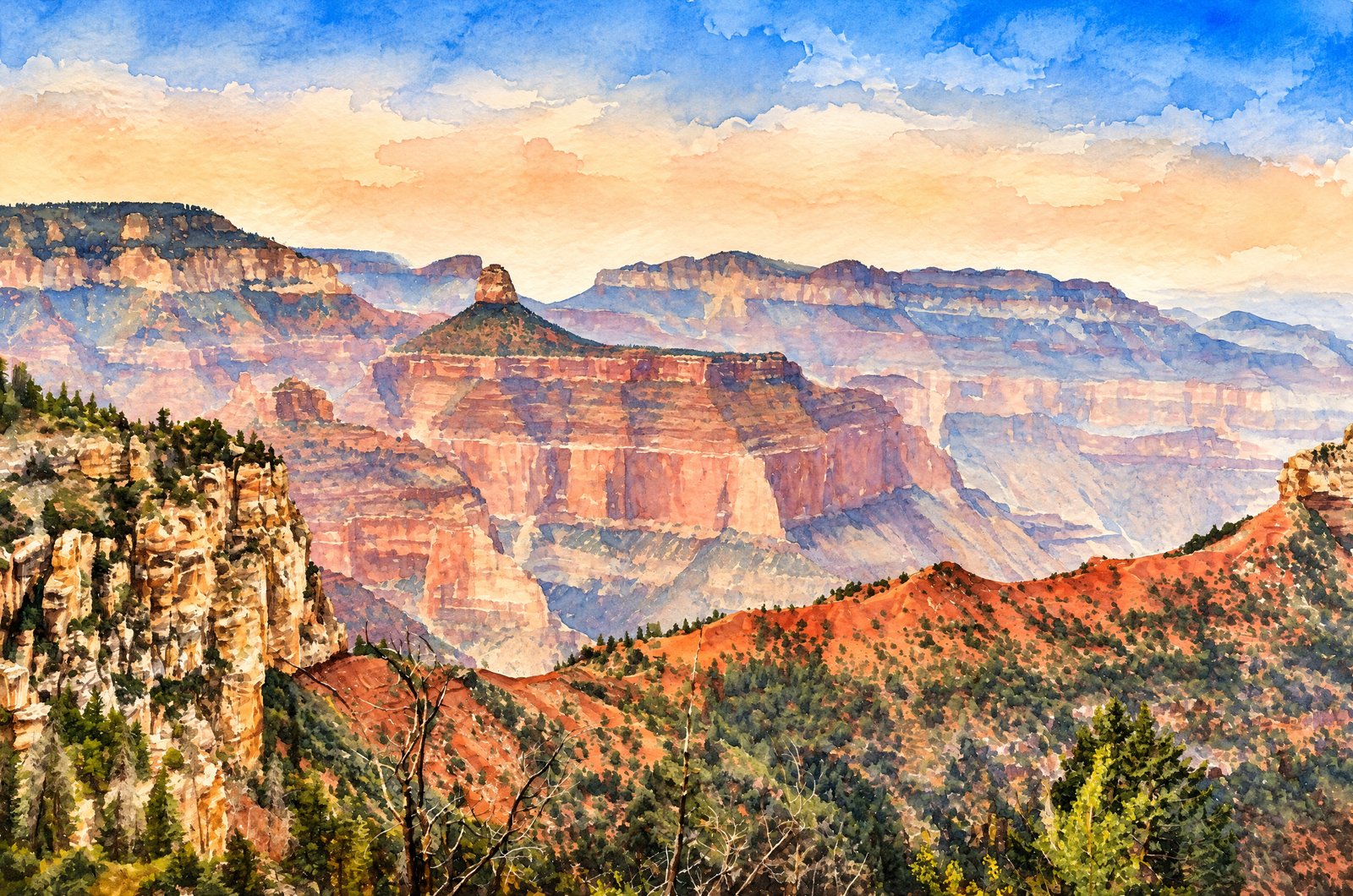 1298 Grand Canyon North Rim, Watercolor
