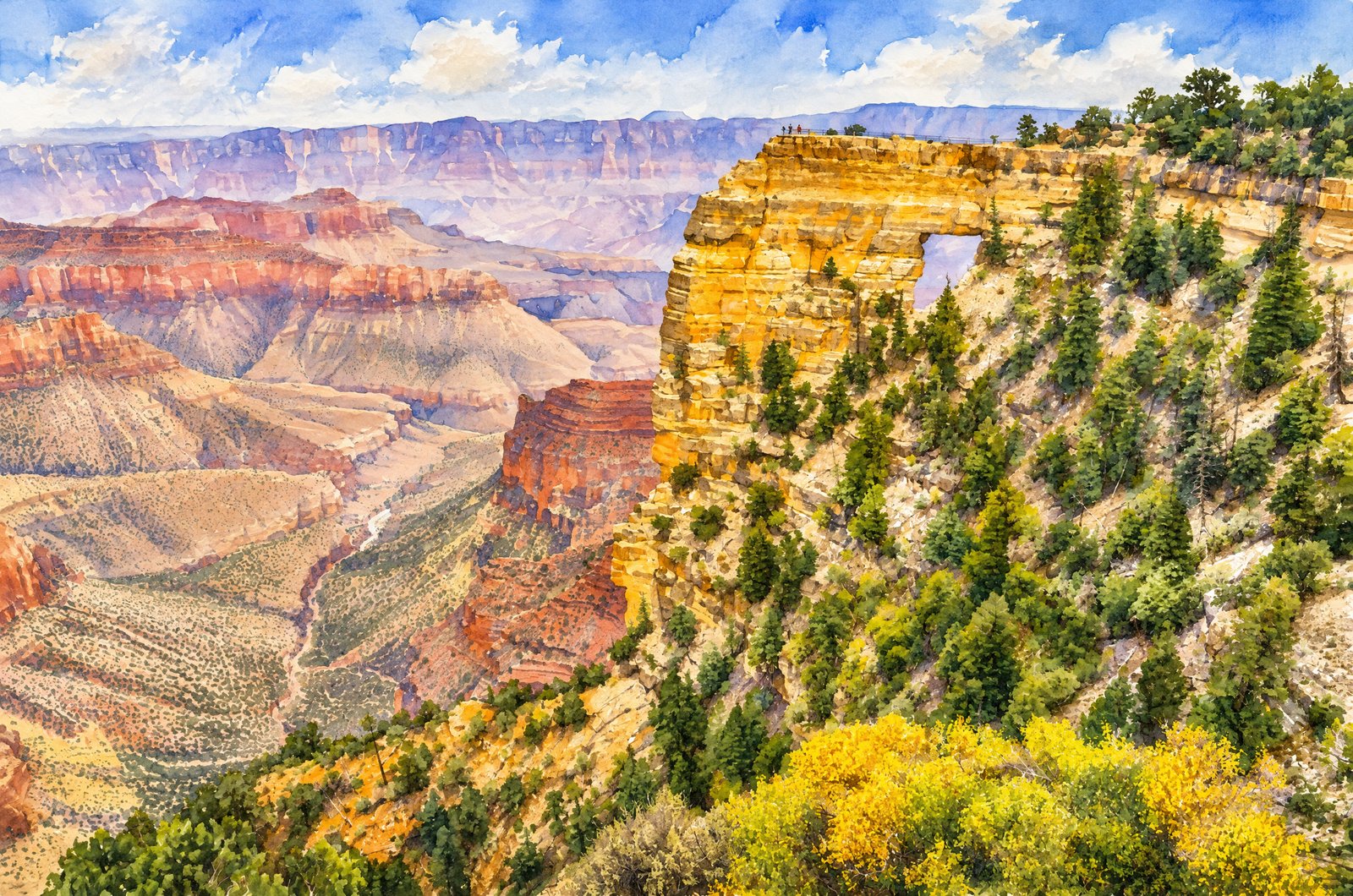 1304 Grand Canyon North Rim, Watercolor