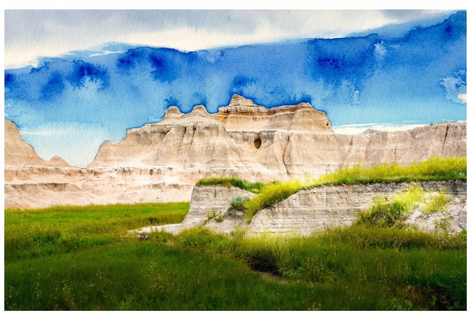 Badlands Rockyford Ash, Watercolor