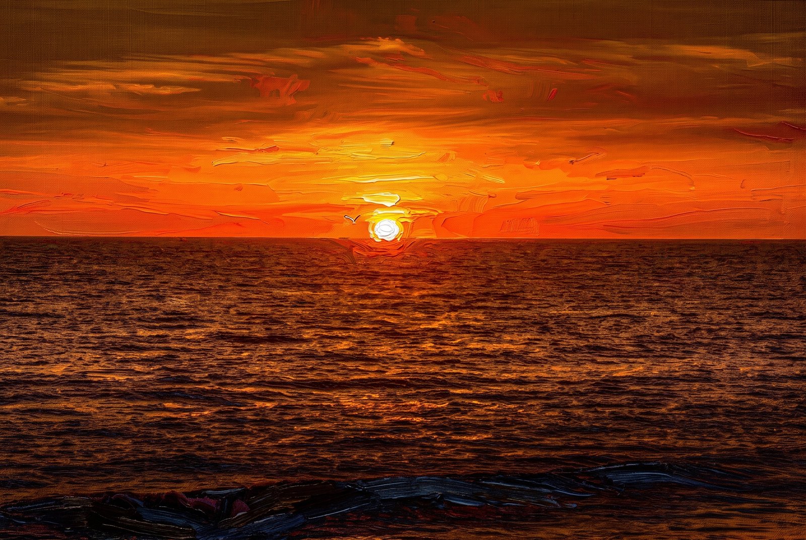 Pacific Ocean Sunset, Painterly