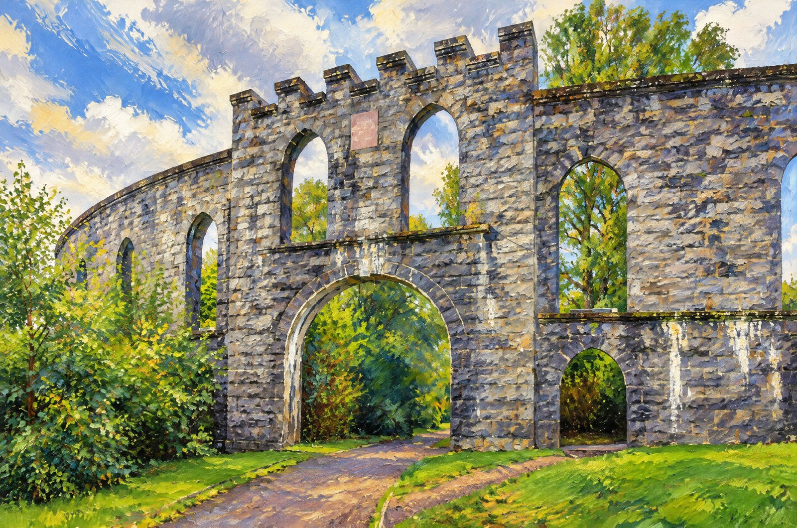 McCaig's Tower, Granite Monument On Battery Hill, Painterly