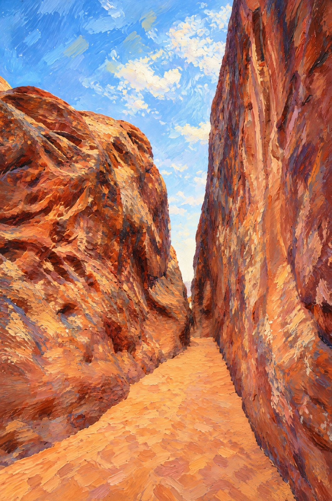 Corridor Of Deep Orange Sand Winds, Impressionist