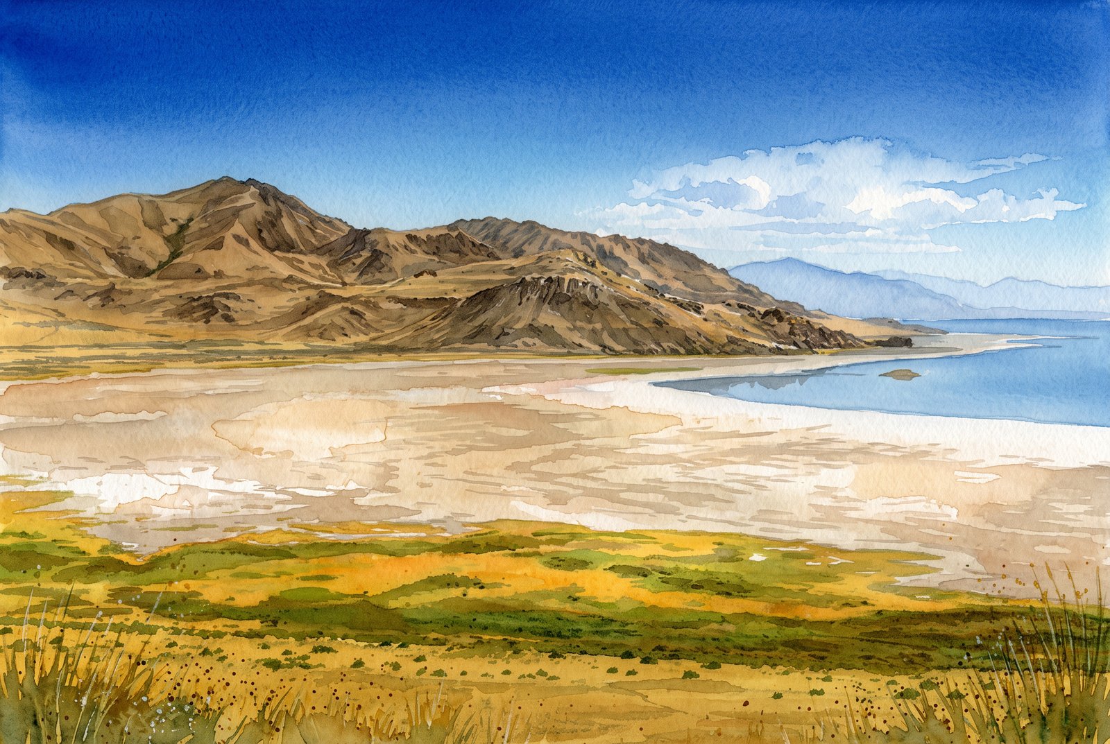 Farmington Bay Utah, Watercolor